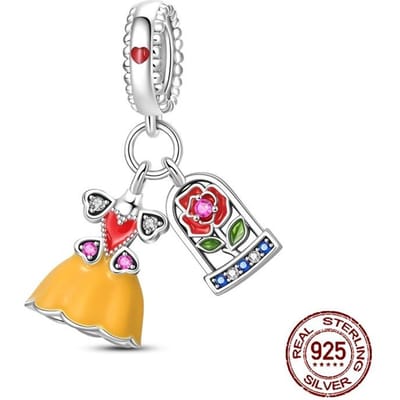 Koperen Roos Gala Avondjurk Hangers Thematische Baljurk Bedeltjes Past op Originele Bedeltjes Armband Vrouwen DoeHetZelf Sieraden Cadeaus
