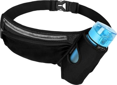 Sport Heupband smartphone | Hardloopband | Sportband | Hardloop Riem Met Drink fles Houder - zwart