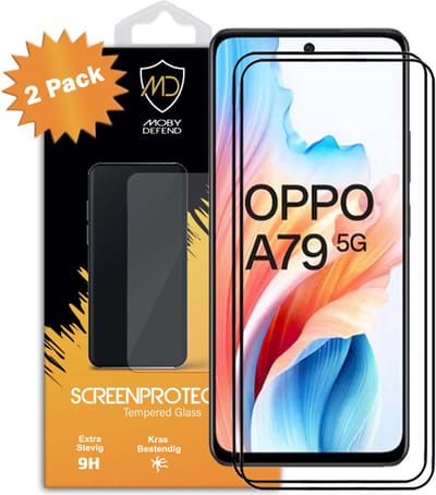 2-Pack MobyDefend Screenprotectors - Geschikt voor Oppo A79 - Screensavers Met Zwarte Randen - Gehard Glas