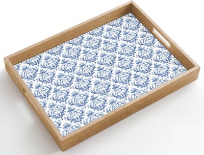 Dienblad hout 50x35 cm - Schootdienblad - Frans - Citroen - Royaal - Blauw - Wit - Borrelplank rechthoek - Plateau dienbladen