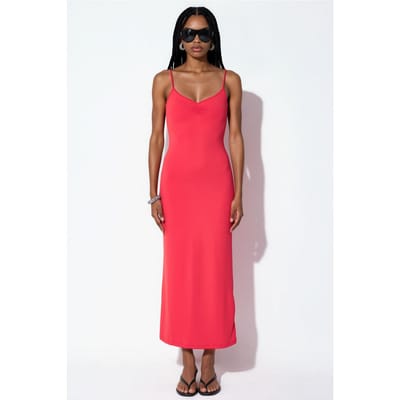Mouwloze midi-slipdress