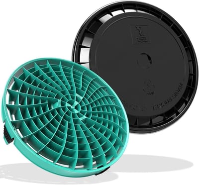 Emmer Accessoireset - Vuilinzet Deksel - Krasvrij Auto Wassen - Dirt Lock Systeem - 31 cm Diameter - Turquoise Zwart