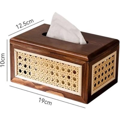 Massief Hout Japanse Rotan Tissuebox voor Thuis Retro Tissuebox voor Woonkamer en Restaurant High-end Salontafel Tissue