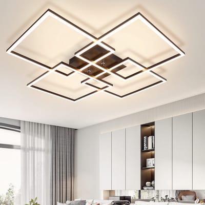 NETTLIFE Plafondlamp LED - Vierkant - 4 Lichts - Zwart - 3000K Warm wit Licht - Modern Plafondlamp 72cm - voor Woonkamer | Keuken | Slaapkamer - 32W