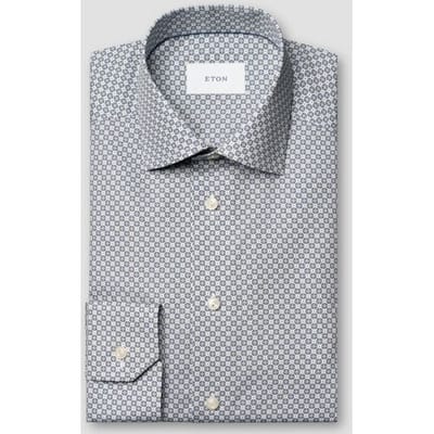 Eton Overhemd Micro Pattern Medallion Motif Signature Twill Blauw / male