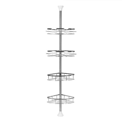 DIMICO - Doucherek voor badkamer - Telescopische doucheplank - Zilver - Douche rek zonder boren - 110-280 cm verstelbaar