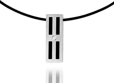 Montebello Ketting Wesley - 316L Staal - Carbon - Leder - 30x20mm - 50cm