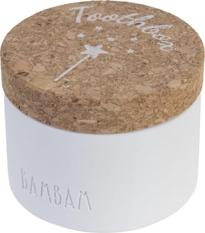 BAMBAM Polystone Tandendoosje met kurken deksel