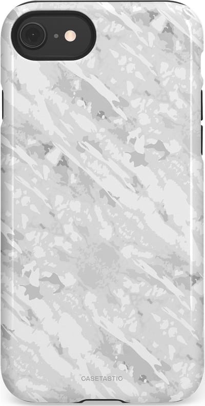 Casetastic hoesje geschikt voor Apple iPhone SE / Apple iPhone 7 / Apple iPhone 8 - Dubbellaagse bescherming - Winterse Camouflage - Fashion Case - Lichtgrijs Wit