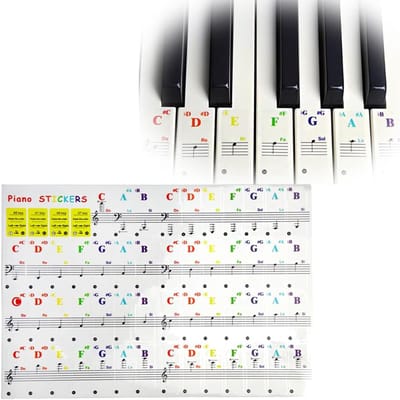 Pianotoetsen Stickers - Keyboard Noten - Muziek Leren - Transparant Vinyl Materiaal - 37 tot 88 Toetsen - Transparant