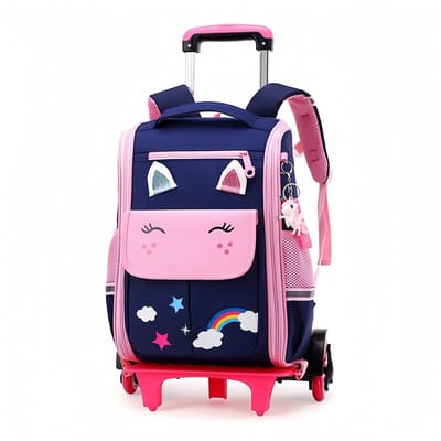 Dailygoods- Rugzak met Wieltjes - Trolley/Rugzak - Waterdicht Nylon - Afneembaar Ontwerp - Schooltas - Geschikt voor Kinderen