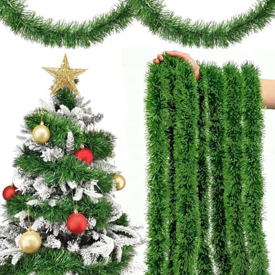 Kerstslinger Kunstdennen - Decoratieve Slinger - Feestelijke Decoratie - Natuurlijke Uitstraling - 10 meter - Dennengroen
