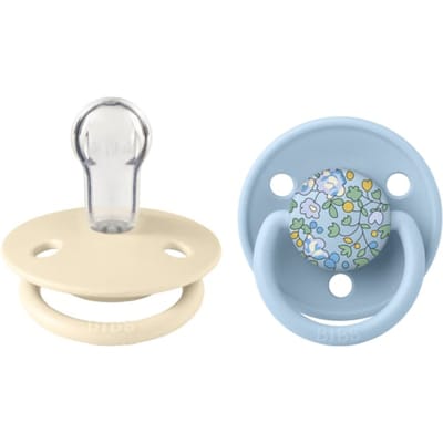 BIBS De Lux Silicone Onesize Ivory/Baby Blue 2 st