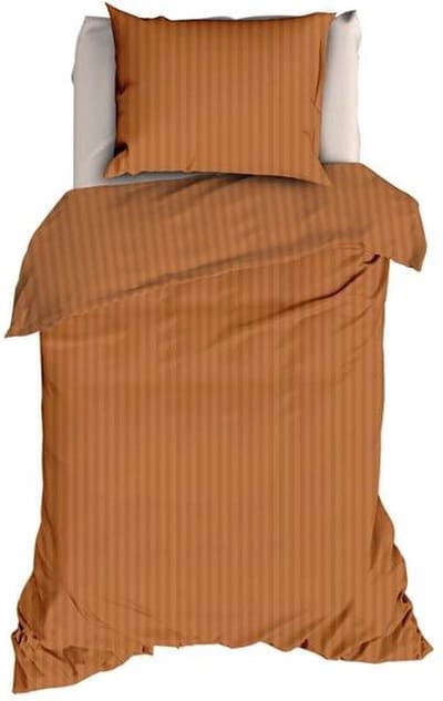 Satin d'Or Satijnstreep Dekbedovertrek - Eenpersoons - 140x200/220 cm - Spiced Terra