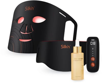 Silk'n LED gezichtsmasker met rood led-lichttechnologie - Promo pack inclusief Builder serum - Huidverjongingsapparaat gezicht en nek - Voor strakke huid met minder rimpels - Anti-aging lichttheraptie - Dual LED Mask