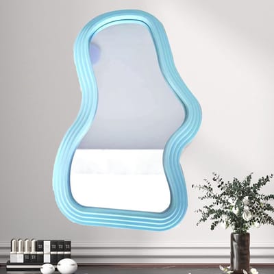 Decoratieve Muurspiegel met Onregelmatig Frame voor Badkamer, Woonkamer en Slaapkamer - Blauw, Modern Design, Wanddecoratie