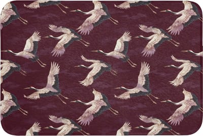 Badmat 90x60 cm - Antislip - Kraanvogels - Klassiek - Bordeaux - Badmatten voor badkamer - Badkamermat - Douchemat - Badkamer mat