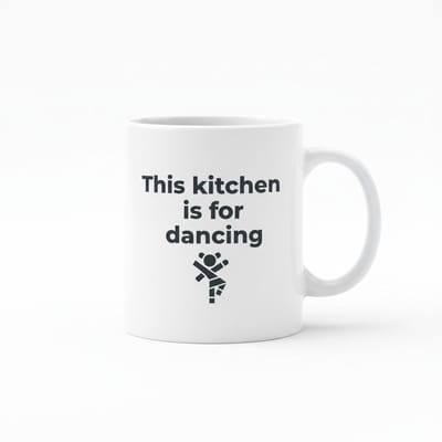 This Kitchen Is for Dancing Mok – Grappige Keuken Quote Koffiemok – Woon & Lifestyle Cadeau – 330 ml