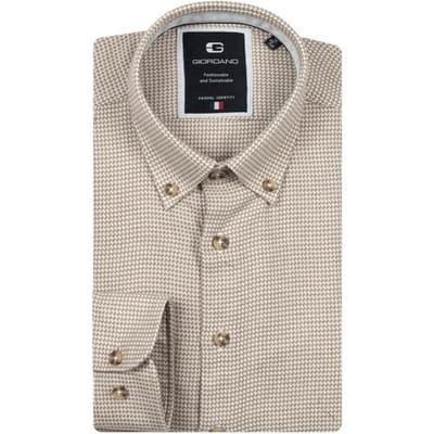 Giordano Overhemd Loretto Mini Pattern Button-Down Donker Bruin / male