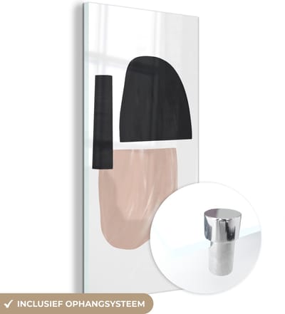 MuchoWow® Glasschilderij 60x120 cm - Schilderij acrylglas - Abstract - Minimalisme - Pastel - Foto op glas - Schilderijen