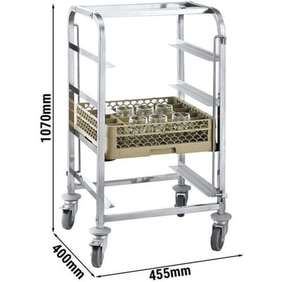 GGM Gastro Edelstahl Geschirrkorbwagen - für 4 Körbe Korbmaß: 400x400mm Zilver
