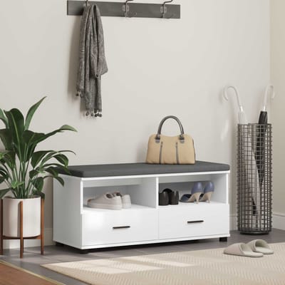 vidaXL - Hallenbank - Wit - 100 - x - 38 - x - 46 - cm - Geengineerd - Hout - en - Stof