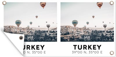 Schuttingposter Turkije - Cappadocië - Luchtballon - 200x100 cm - Tuindoek