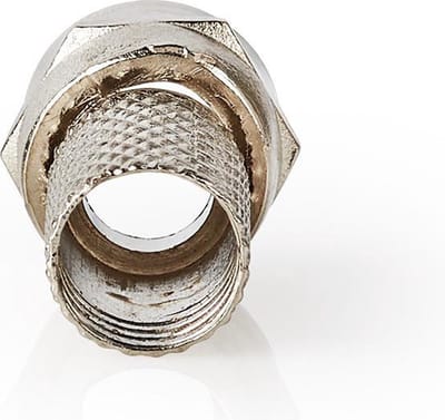 Nedis F-Connector - Recht - Male - Vernikkeld - 75 Ohm - Twist-On - Diameter kabelinvoer: 7.5 mm - Zink Legering - Zilver - 25 Stuks - Polybag