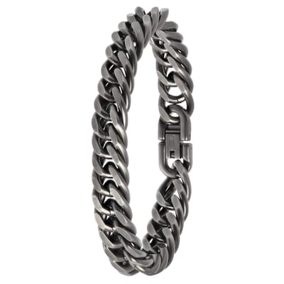 Lucardi Heren Armband gourmetschakel - Staal - Armband - Vaderdag Cadeautje - 19 cm - Zilverkleurig