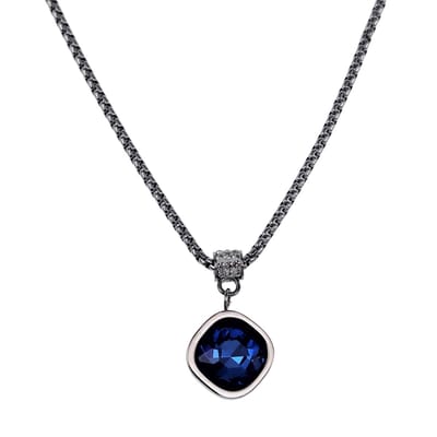 45 cm tot 48 cm Ketting Dames - Zilverkleur RVS - Ketting met Blauwe Hanger
