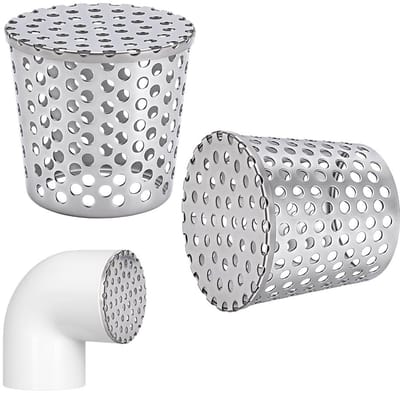Cosensi- Ventilatieafdekking Roestvrij staal - Ventilatierooster - Bladfilter - Gootafdekking - 7,1 x 6 ~ 7,5 cm - Duurzaam en gelast