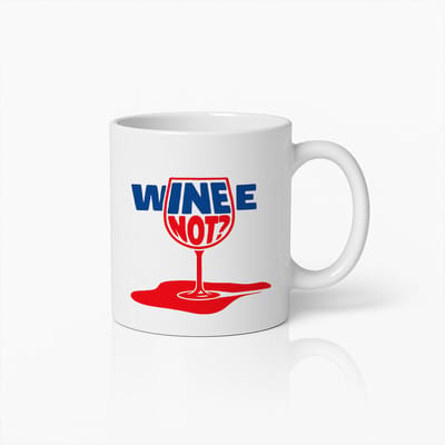 Grappige “Wine Not?” Mok 330ml – Humoristisch Wijnglas Ontwerp – Perfect Cadeau voor Wijnliefhebbers, Vrienden & Collega’s