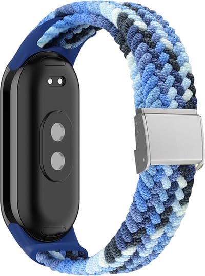 By Qubix - Braided nylon bandje - Multicolor blauw - Geschikt voor Xiaomi Smart Band 8 / 9 / 10