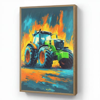 Wandlamp 70x100 cm - Oplaadbaar - Abstract - Tractor - Groen - Wandlampen binnen woonkamer - Slaapkamer lamp - Decoratieve nachtlamp - Vloerlamp draadloos