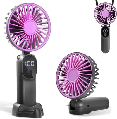 Ventilator - Mini ventilator - Kleine ventilator - 6 snelheden - LED-display - Oplaadbaar & Opvouwbaar - USB-ventilator - Geschikt voor kantoor, reizen, kamperen, buiten - Grijs