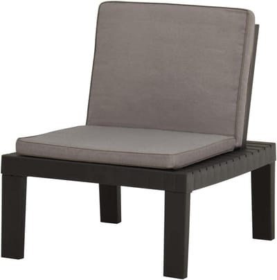 Kunststof Tuinstoel - Lounge Stoel - Buiten Ontspannen - Dikke Kussens - 65 x 65 x 70 cm - Grijs