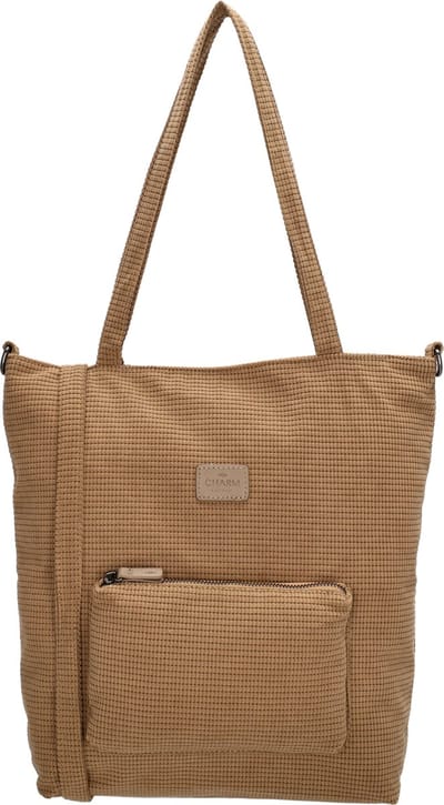 Charm London Valley Shopper - Schoudertas - Crossbody - Verstelbare - Afneembare - Schouderband - Lichtgewicht - Wafelstructuur - Tote Bag - Dames Tas - Taupe