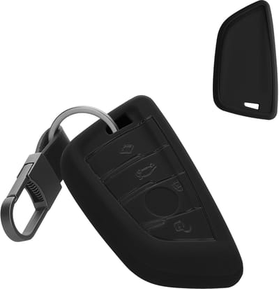 kwmobile Autosleutel Hoes Compatibel met BMW 3-knops Smart Key autosleutel – TPU Sleutelhoes – Sleutelschaal in zwart – Met Sleutelring