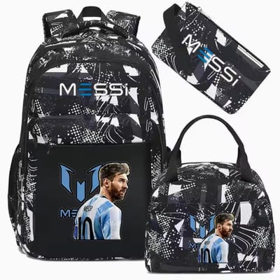 3 stuks Sport Messi Camouflage Rugzakken Met Lunchtas Lastverlichting Meisjes Jongens Schooltassen Capaciteit Laptop Buiten Mochilas