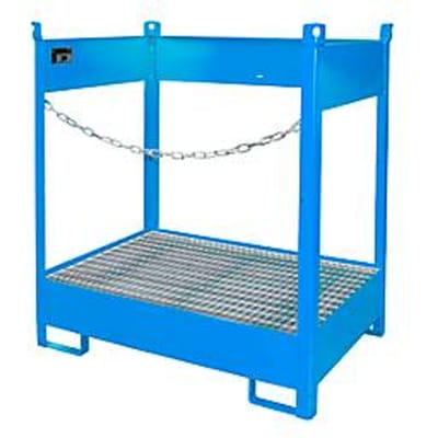 Stapelpallet voor vaten Bauer FSP-2, open aan zijkant, voor 2 x 200 l vaten, blauw