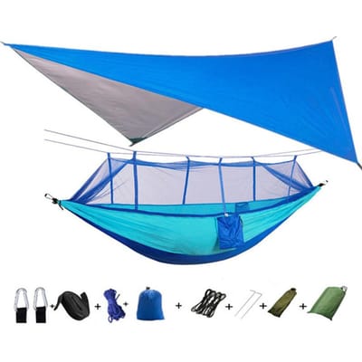 Hamac de Camping Portable léger et auvent de tente, bâche anti-pluie, moustiquaire étanche, auvent en Nylon 210T