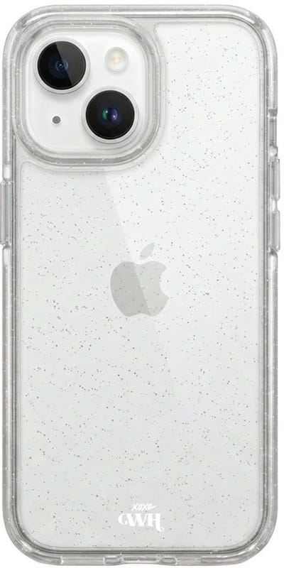 xoxo Wildhearts siliconen glitter hoesje - Sparkle Away Transparent - Siliconen hoesje geschikt voor iPhone 13 - Shockproof case met glitters - Glitter hoesje transaprant