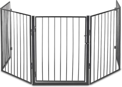 Thuys – Veiligheidshek Openhaard – 5 Panelen Met Poort – Bescherming – Stalen Zwart Hek – 76 x 60 Cm Per Paneel