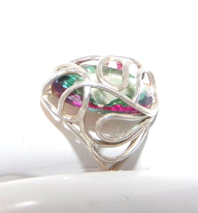 Hetty'S -Uniek model - handgemaakte - 925 zilveren ring - met grote Mystic Topaas -