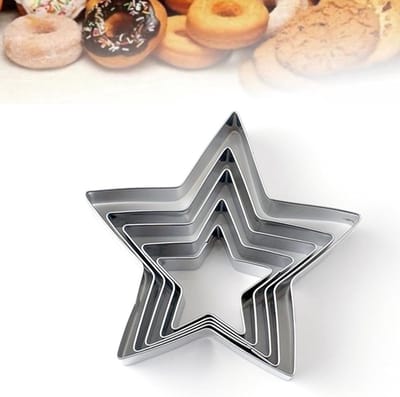 Set van 5 RVS Stervormige Koekjesuitstekers - Mini Bakvormen voor Creatief Bakken, 10 cm tot 4 cm