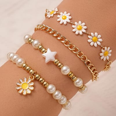 4-delige Dames Zirkonia Set Modieuze en casual kunstmatige Zirkonia Armband set, geschikt voor dagelijks gebruik en vakantiecadeaus voor vri