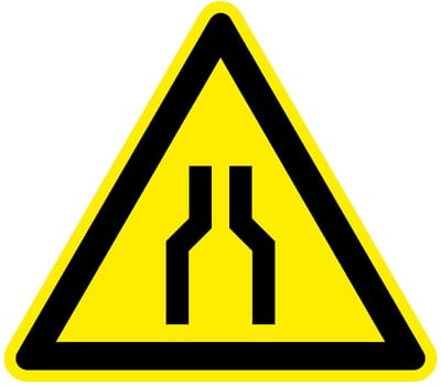 Waarschuwingsbord wegversmalling - kunststof 150 mm