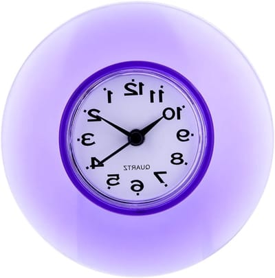 Waterdichte Mini Wandklok met Grote Zuignap voor Badkamer en Show Time - Paars, Perfect voor Thuisdecoratie en Tijdbeheer
