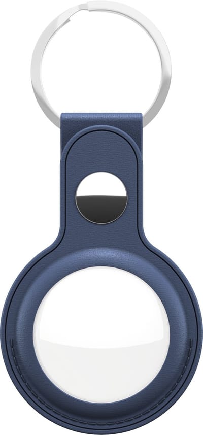 KeyBudz AirTag Sleutelring – Handgemaakt van Echt Leder – Veilige Pasvorm voor je AirTag – Inclusief Haak Stash Zakje - Blauw