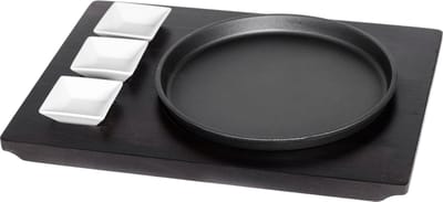 Mustang Gietijzeren Pan 22 CM / Dienblad Met Saus Schaaltjes